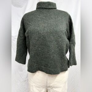 Wrap London Heather Melange Cropped  Turtleneck Sweater